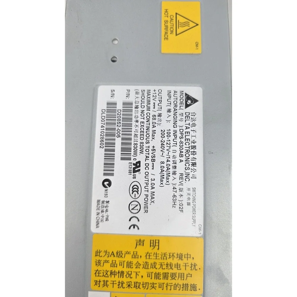 Used Delta DPS-830AB A power supply 830W D20852-005